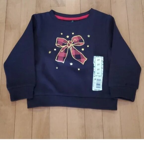 Toddler Girls Happy Holidays Present Bow Sweatshirt Size 2T 3T NWT - Picture 1 of 2
